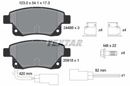 Set plăcuțe frână TEXTAR, spate, pentru: FORD TRANSIT, TRANSIT TOURNEO 2.2D/2.4D/3.2D 04.06-12.14