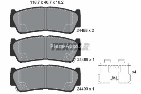 Set plăcuțe frână TEXTAR, spate, pentru: HYUNDAI H-1, H-1 / STAREX, SANTA FÉ II, SANTA FÉ II/SUV 2.0D-2.7 06.97-05.13
