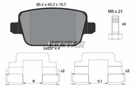Set plăcuțe frână TEXTAR, spate, pentru: FORD FOCUS II, GALAXY II, GALAXY MK II, KUGA I, MONDEO IV, S-MAX 1.6-2.5 10.05-06.15 3