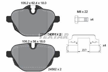 Set plăcuțe frână TEXTAR ,spate (cu accesorii; cu suruburi ghidare etrier frână), pentru: BMW 5 (F10), 5 (F11), 5 (G30, F90), 5 (G31), 6 GRAN TURISMO (G32), 7 (G11 1.5H-Electric 02.09-