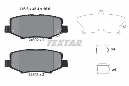 Set plăcuțe frână TEXTAR ,spate (cu accesorii), pentru: DODGE NITRO; JEEP CHEROKEE, COMPASS, WRANGLER III 2.4-4.0 08.06- 3