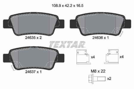 Set plăcuțe frână TEXTAR, spate, pentru: HONDA CR-V III, CR-V IV 1.6D-2.4 06.06- 3