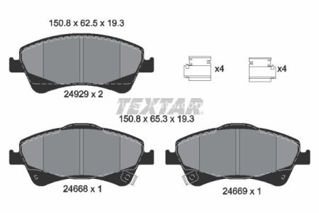 Set plăcuțe frână TEXTAR, față, pentru: TOYOTA AURIS, AVENSIS, COROLLA, VERSO 1.6-2.2D 10.06-10.18