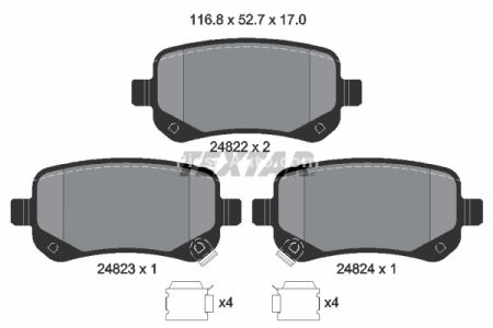 Set plăcuțe frână TEXTAR, spate, pentru: CHRYSLER GRAND VOYAGER V, TOWN & COUNTRY, VOYAGER V; DODGE GRAND, JOURNEY; FIAT FREEMONT; VW ROUTAN 2.0D-4.0 06.07-