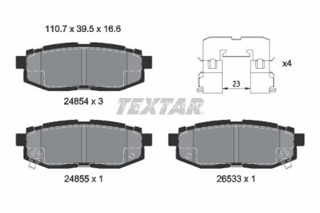 Set plăcuțe frână TEXTAR ,spate (cu accesorii), pentru: SUBARU BRZ, FORESTER, IMPREZA, LEGACY V, OUTBACK, TRIBECA; TOYOTA GR 86, GT 86 2.0-3.6 01.05-