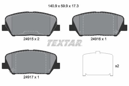 Set plăcuțe frână TEXTAR, față, (cu accesorii), pentru: HYUNDAI GENESIS, GRANDEUR, I30, VELOSTER; KIA CEE'D, CERATO III, CERATO KOUP III, OPTIMA, PRO CEE'D 1.0-3.8 01.08-