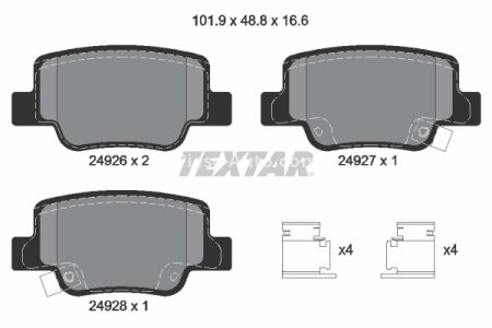 Set plăcuțe frână TEXTAR, spate, pentru: TOYOTA VERSO 1.6-2.2D 04.09-08.18