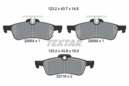 Set plăcuțe frână TEXTAR, spate, pentru: HONDA CIVIC IX 1.4-2.2D 02.12-12.16