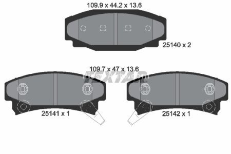 Set plăcuțe frână TEXTAR, spate, pentru: BUICK RIVIERA; CADILLAC ALLANTE, ELDORADO, SEVILLE II 3.8/4.5/4.6 09.85-09.02
