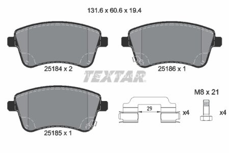 Set plăcuțe frână TEXTAR, față, pentru: KIA VENGA 1.4-1.6D 02.10-