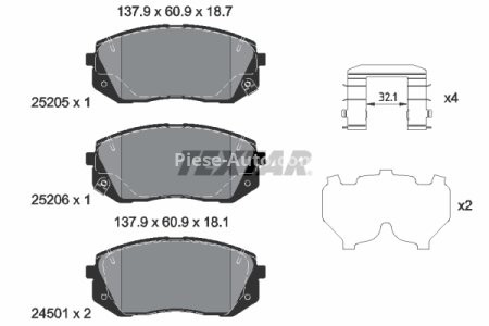 Set plăcuțe frână TEXTAR, față, (cu accesorii), pentru: HYUNDAI KONA, KONA/SUV, SONATA VI, TUCSON; KIA CEED, NIRO I, OPTIMA, PROCEED, SELTOS, SPORTAGE IV, SPORTAGE V, XCEED 1.0-Electric 01.10-