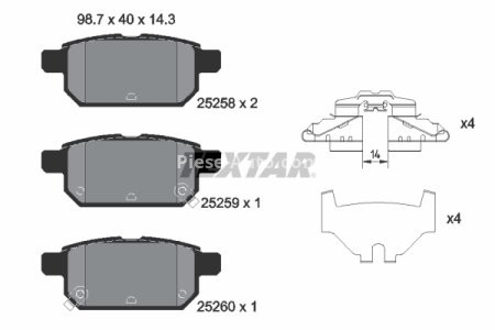 Set plăcuțe frână TEXTAR, spate, pentru: SUZUKI BALENO, S-CROSS, SWIFT IV, SWIFT V, SX4 S-CROSS, VITARA; TOYOTA YARIS 1.0-1.6D 11.05-