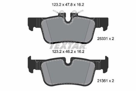 Set plăcuțe frână TEXTAR, spate, pentru: BMW 1 (F40), 2 (F45), 2 GRAN COUPE (F44), 2 GRAN TOURER (F46), 2 GRAN TOURER VAN (F46), I3 (I01), X1 (F48), X2 (F39); MINI (F55) 0.65H-Electric 08.13-