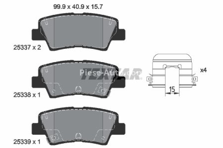 Set plăcuțe frână TEXTAR, spate, pentru: HYUNDAI ELANTRA VI, I30, KONA, KONA/SUV, SONATA VI, VELOSTER; KIA CERATO IV, NIRO I, OPTIMA, SOUL II, SOUL III, SOUL III CARGO 1.4D-Electric 01.10-