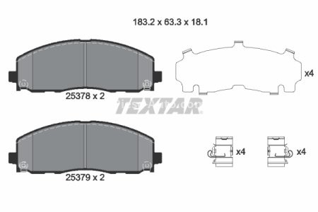 Set plăcuțe frână TEXTAR, față, pentru: CHRYSLER GRAND VOYAGER V, PACIFICA, VOYAGER V; DODGE GRAND, JOURNEY; FIAT FREEMONT; JEEP GLADIATOR, WRANGLER IV; LANCIA VOYAGER; VW ROUTAN 2.0-6.4 06.07-
