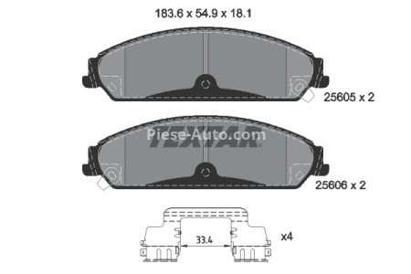 Set plăcuțe frână TEXTAR, față, (cu accesorii; cu suruburi ghidare etrier frână), pentru: CHRYSLER 200, 300C; DODGE CHALLENGER, CHARGER, MAGNUM; LANCIA THEMA 2.4-6.4 09.04-