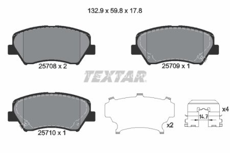 Set plăcuțe frână TEXTAR, față, pentru: HYUNDAI ELANTRA V, GENESIS, I30, VELOSTER; KIA CEE'D, CEED, CERATO III, CERATO KOUP III, PRO CEE'D 1.0-2.0 09.10-