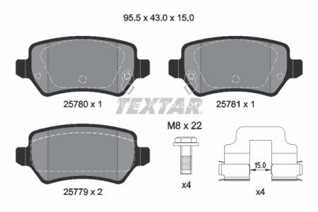 Set plăcuțe frână TEXTAR, spate, pentru: KIA CEE'D, PRO CEE'D 1.0-1.6D 05.12-07.18