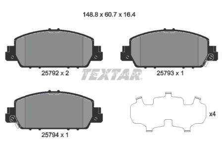 Set plăcuțe frână TEXTAR, față, pentru: HONDA ACCORD IX, HR-V 1.5-3.5 09.12-