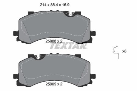 Set plăcuțe frână TEXTAR, față, pentru: AUDI A6 ALLROAD C8, A6 C8, A7, A8 D5, Q7, Q8; VW TOUAREG 2.0-4.0H 01.15-