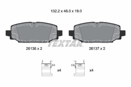 Set plăcuțe frână TEXTAR ,spate (cu accesorii), pentru: JEEP WRANGLER IV 2.0-6.4 11.17-