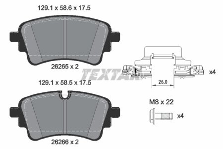 Set plăcuțe frână TEXTAR, spate, pentru: AUDI A4 B9, A5, A6 ALLROAD C8, A6 C8, A7, A8 D5, Q5, Q7; VW TOUAREG 2.0-4.0H 01.15-