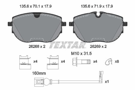 Set plăcuțe frână TEXTAR, față, pentru: VW CALIFORNIA T6 CAMPER, MULTIVAN T6, TRANSPORTER T6, TRANSPORTER T6 / CARAVELLE T6 2.0/2.0D/Electric 04.15-