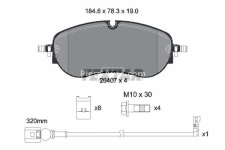 Set plăcuțe frână TEXTAR, față, (cu suruburi ghidare etrier frână), pentru: AUDI Q4; SKODA ENYAQ IV; VW ID. BUZZ, ID.4, ID.5 Electric 05.20-