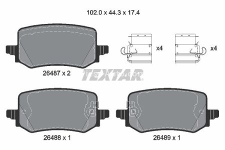 Set plăcuțe frână TEXTAR, spate (cu accesorii), pentru: HYUNDAI TUCSON; KIA SPORTAGE V 1.6-2.0 11.20-