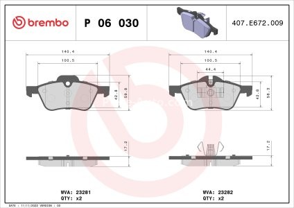 Set plăcuțe frână BREMBO ,față, pentru: MINI (R50, R53), (R52) 1.4D/1.6 06.01-07.08