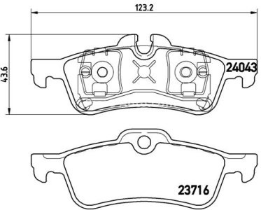 Set plăcuțe frână BREMBO, spate , pentru: MINI (R50, R53), (R52), (R56) 1.4D/1.6 06.01-11.13
