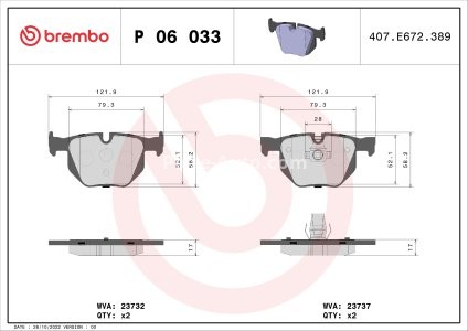 Set plăcuțe frână BREMBO, spate , pentru: BMW 5 (E60), 5 (E61), 6 (E63), 6 (E64) 2.0-3.0D 12.01-12.10