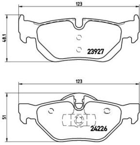 Set plăcuțe frână BREMBO, spate , pentru: BMW 1 (E81), 1 (E82), 1 (E87), 1 (E88), 3 (E90), 3 (E91), 3 (E92), 3 (E93), X1 (E84) 1.6-3.0 06.04-06.15