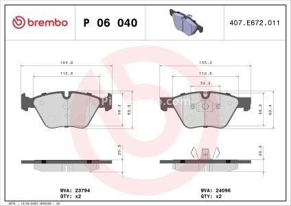 Set plăcuțe frână BREMBO ,față, pentru: BMW 1 (E81), 1 (E82), 1 (E87), 1 (E88), 3 (E90), 3 (E91), 3 (E92), 3 (E93) 1.6-3.0 06.04-12.13