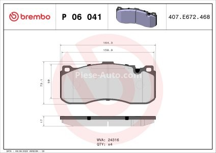 Set plăcuțe frână BREMBO ,față, pentru: BMW 1 (E81), 1 (E82), 1 (E87), 1 (E88), 3 (E90), 3 (E91), 3 (E92), 3 (E93); MINI (R56) 1.6-3.0D 06.04-12.13