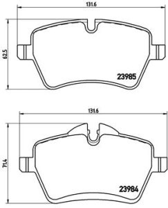 Set plăcuțe frână BREMBO ,față, pentru: MINI (R50, R53), (R52), (R56), (R57), (R58), (R59), CLUBMAN (R55) 1.6 11.03-06.15