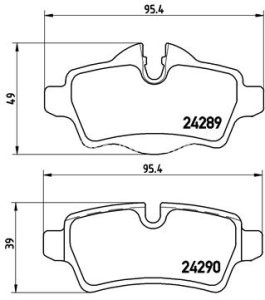 Set plăcuțe frână BREMBO, spate , pentru: MINI (R56), (R57), (R58), (R59), CLUBMAN (R55), CLUBVAN (R55) 1.4-2.0D 09.06-06.15