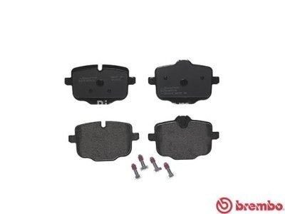 Set plăcuțe frână BREMBO ,spate (cu suruburi ghidare etrier frână), pentru: BMW 5 (F10), 5 (F11), 6 (F12), 6 (F13), 6 GRAN COUPE (F06), 6 GRAN TURISMO (G32), X4 (G02, F98) 2.0-4.4 11.09-