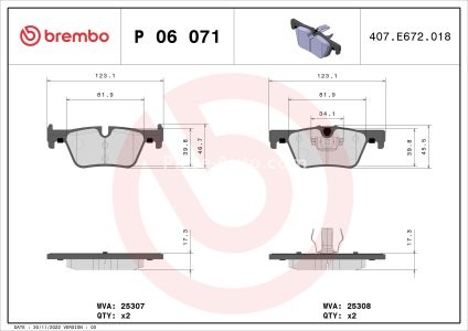 Set plăcuțe frână BREMBO, spate , pentru: BMW 1 (F20), 1 (F21), 2 (F22, F87), 2 (F23), 3 (F30, F80), 3 (F31), 3 GRAN TURISMO (F34), 4 (F32, F82), 4 (F33, F83), 4 GRAN COUPE (F36) 1.5-3.0H 09.10-