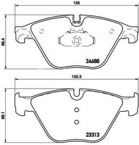Set plăcuțe frână BREMBO ,față, (fara optionale), pentru: BMW 5 (F10), 5 (F11), 6 (F12), 6 (F13), 6 GRAN COUPE (F06) 2.0-3.0H 11.09-10.18