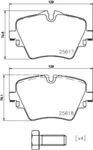 Set plăcuțe frână BREMBO ,față, (cu suruburi ghidare etrier frână; fara optionale), pentru: BMW 1 (F40), 2 (F45), 2 (G42, G87), 2 GRAN COUPE (F44), 2 GRAN TOURER (F46) 1.5-3.0DH 11.13-