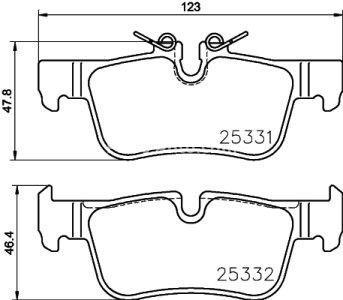 Set plăcuțe frână BREMBO, spate , pentru: BMW 1 (F40), 2 (F45), 2 GRAN COUPE (F44), 2 GRAN TOURER (F46), 2 GRAN TOURER VAN (F46), I3 (I01), X1 (F48), X2 (F39); MINI (F55) 0.65H-Electric 08.13-