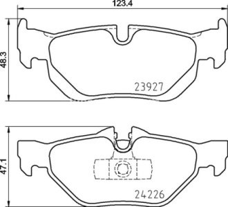 Set plăcuțe frână BREMBO, spate , pentru: BMW 1 (E81), 1 (E87), 1 (E88), 3 (E90), 3 (E91), 3 (E92), 3 (E93) 2.0/2.0D/3.0 09.05-12.13