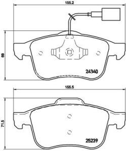 Set plăcuțe frână BREMBO ,față, (fara optionale), pentru: ALFA ROMEO GIULIETTA, GIULIETTA/HATCHBACK; DODGE DART 1.4/1.8/2.0D 04.10-