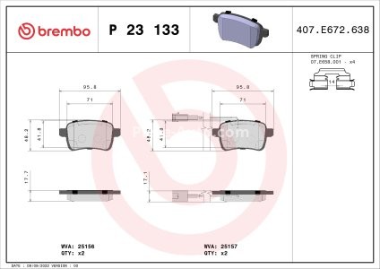 Set plăcuțe frână BREMBO, spate , pentru: ALFA ROMEO GIULIETTA, GIULIETTA/HATCHBACK; DODGE DART 1.4-2.0D 04.10-