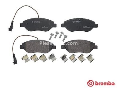 Set plăcuțe frână BREMBO ,față, (cu accesorii; cu suruburi ghidare etrier frână), pentru: ALFA ROMEO MITO; FIAT BRAVO II, STILO; LANCIA DELTA III, LYBRA 1.3D-2.4 10.01-10.18