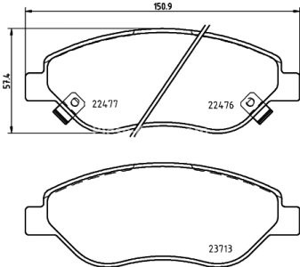 Set plăcuțe frână BREMBO ,față, pentru: FIAT TIPO 1.0-1.6D 10.15-