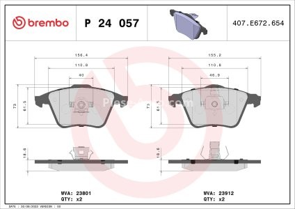 Set plăcuțe frână BREMBO ,față, pentru: VOLVO C30, C70 II, S40 II, V40, V50; FORD FOCUS II; MAZDA 3; SAAB 9-3, 9-3X 1.5-2.8 09.02-08.19