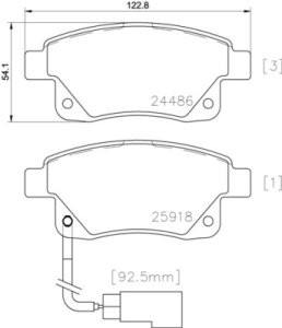 Set plăcuțe frână BREMBO, spate , pentru: FORD TRANSIT, TRANSIT TOURNEO 2.2D/2.4D/3.2D 04.06-12.14
