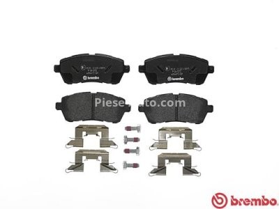 Set plăcuțe frână BREMBO ,față, (cu accesorii; cu suruburi ghidare etrier frână), pentru: FORD FIESTA VI; MAZDA 2 1.0-1.6D 07.07-